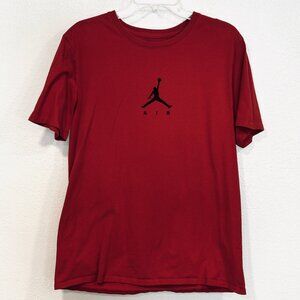 Air Jordan Tee Red with Black Graphics on Front Short Sleeves Cotton Mens Large